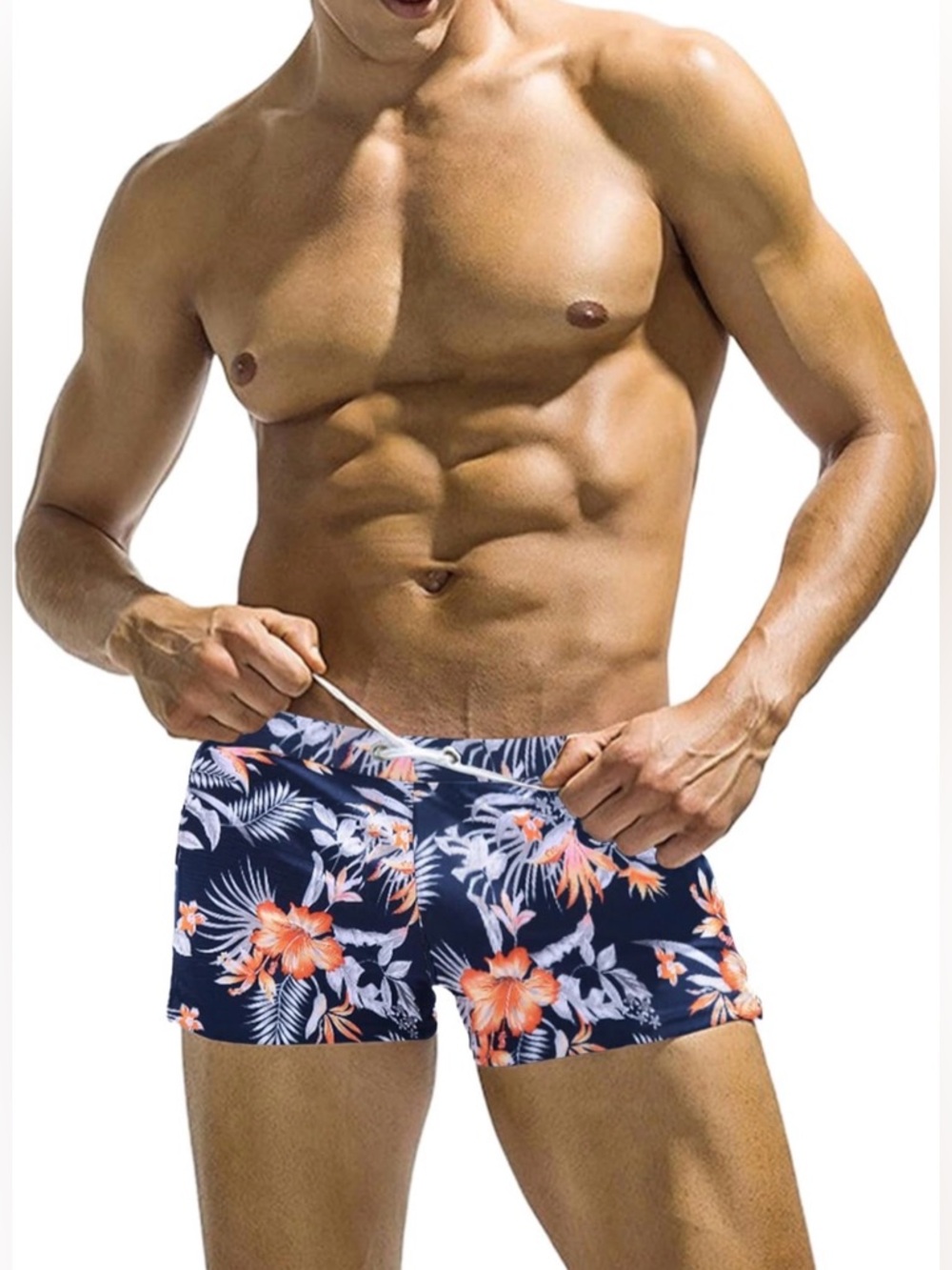 Men's Square Leg Swim Briefs Tight Trunk Swimsuit Athletic Bathing Suit Sz S #F - Picture 7 of 9